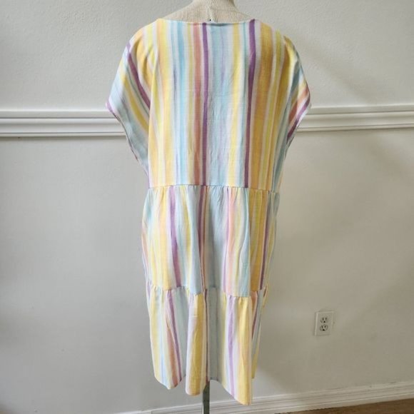 Time and Tru Women's Woven Print Dress with Flounce Hem V-Neck Size XXL - Picture 10 of 15